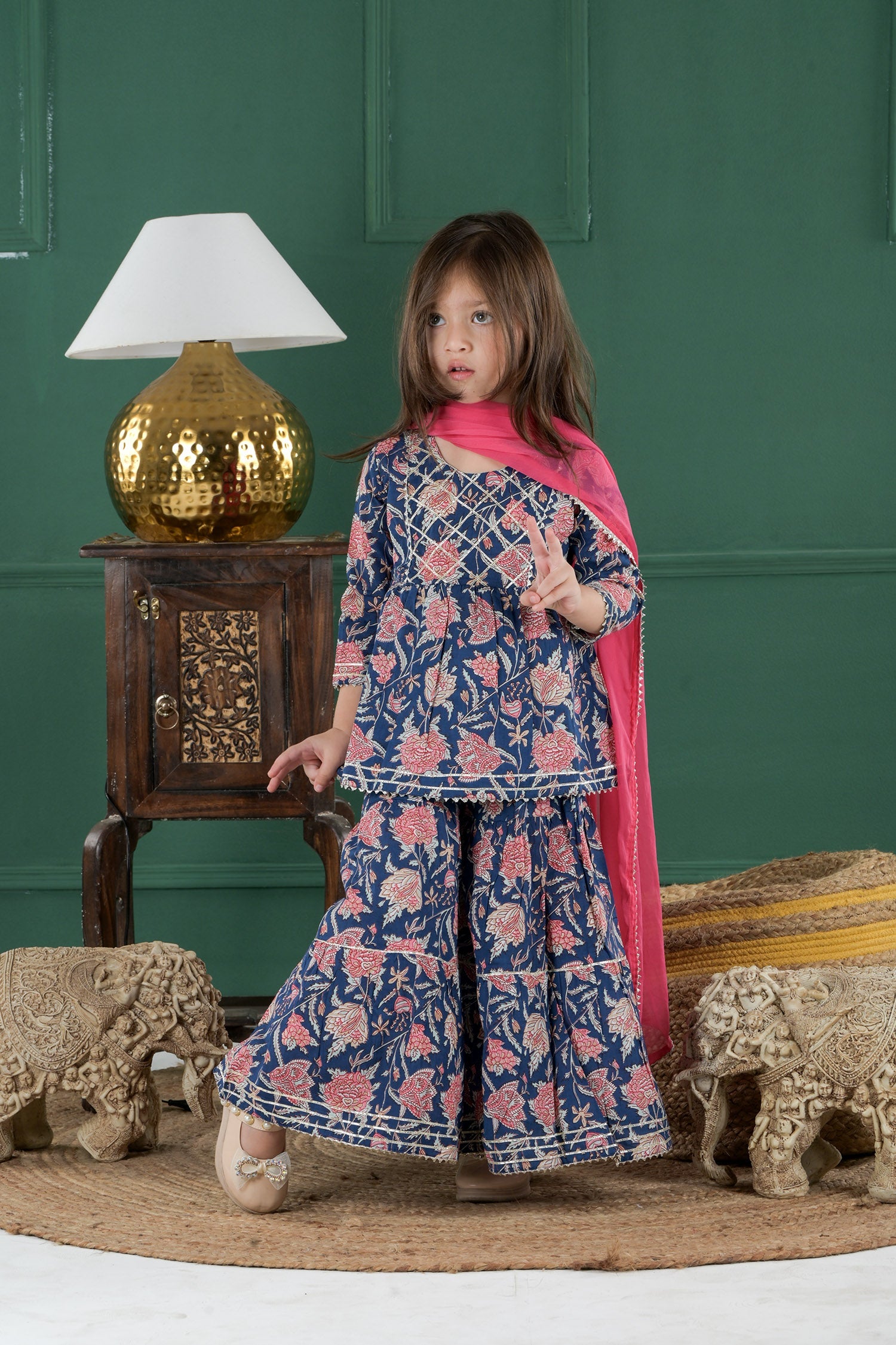 Neel Gulaabi Sharara Set