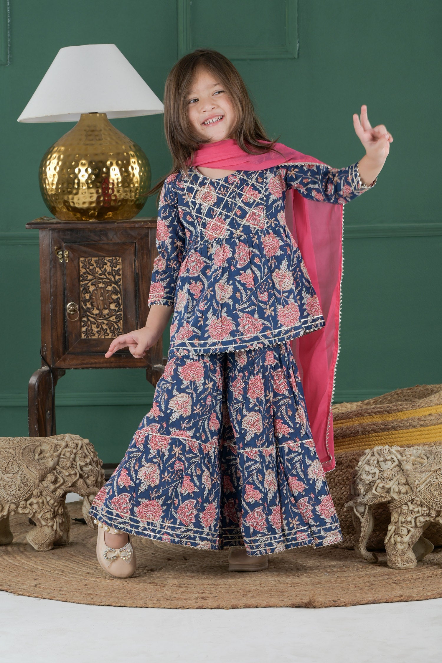 Neel Gulaabi Sharara Set