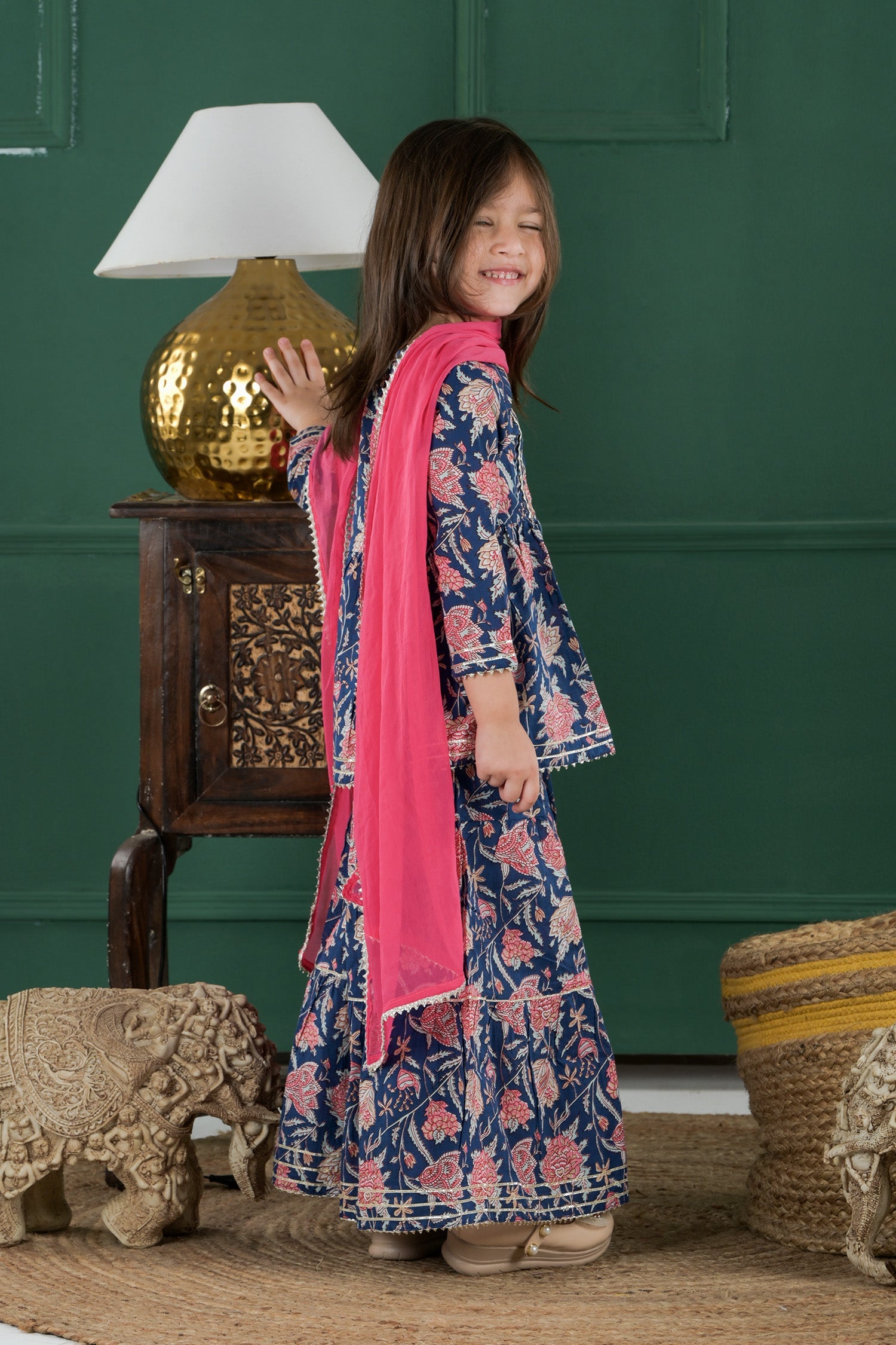 Neel Gulaabi Sharara Set