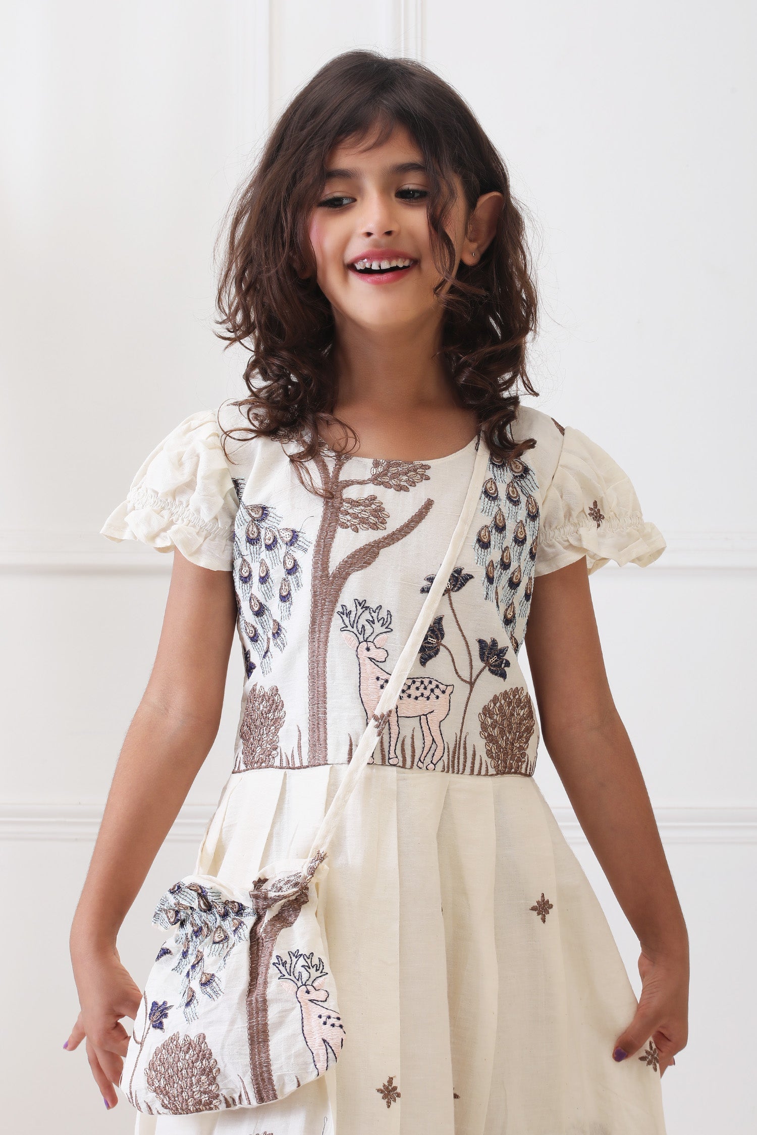 Ivory Peacock Embriodered Ethnic Dress