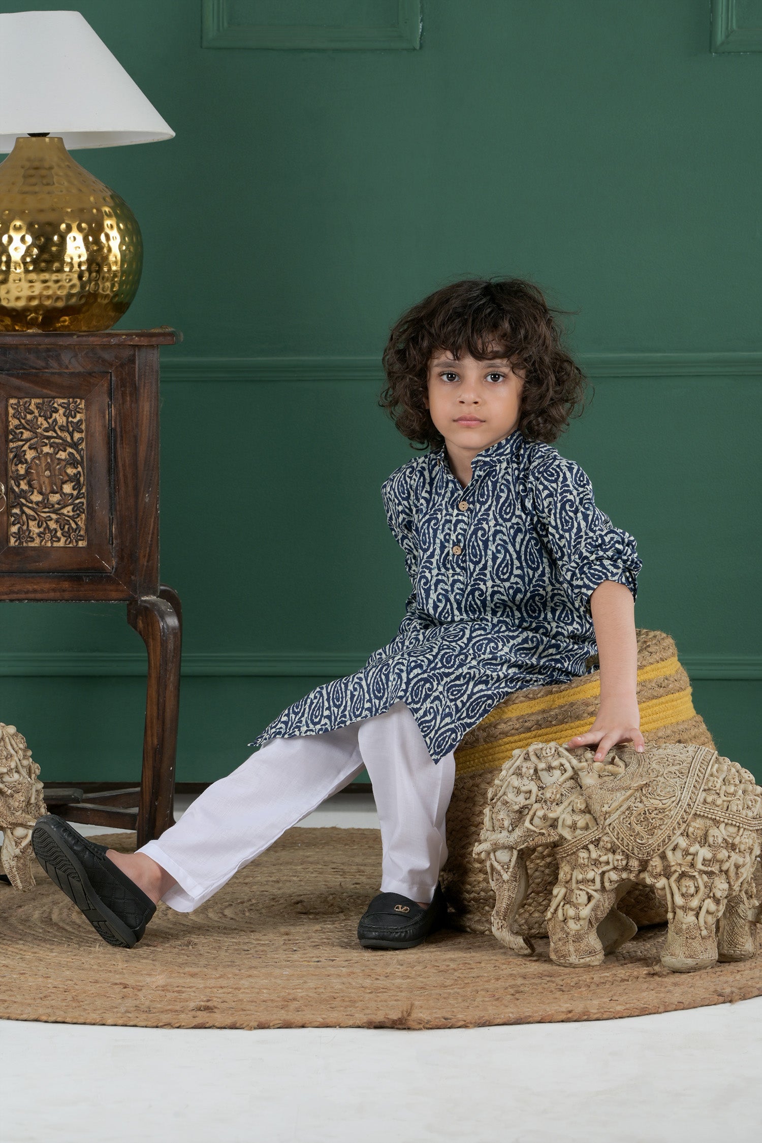 Junior Indigo Kurta Set