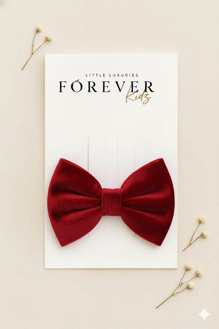 Scarlet Velvet Bow Clip
